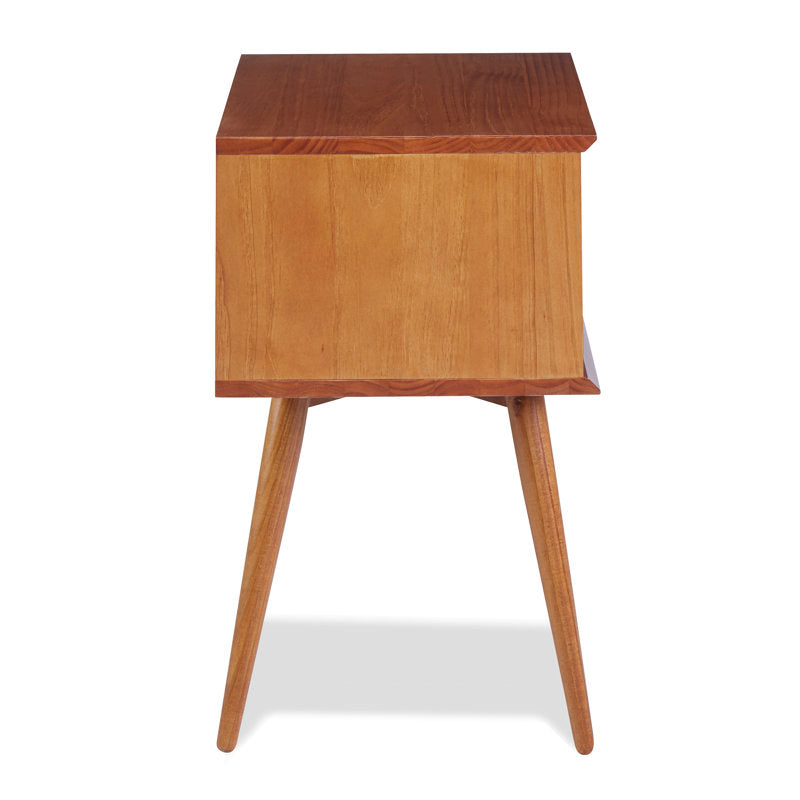 Elara - 18" Mid-Century Solid Wood 2-Drawer Nightstand
