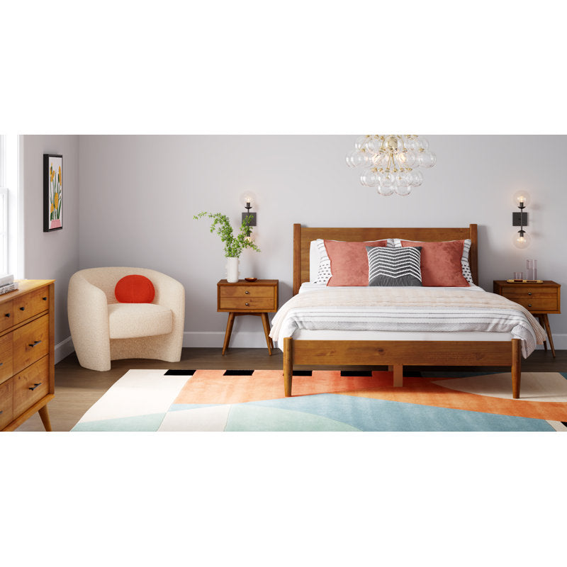 Elara - 18" Mid-Century Solid Wood 2-Drawer Nightstand