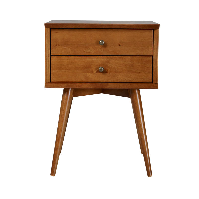 Elara - 18" Mid-Century Solid Wood 2-Drawer Nightstand