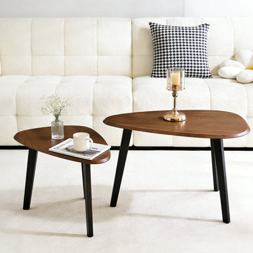 Apex - 2-Piece Nesting Coffee Table Set Mid-Century Wood Veneer
