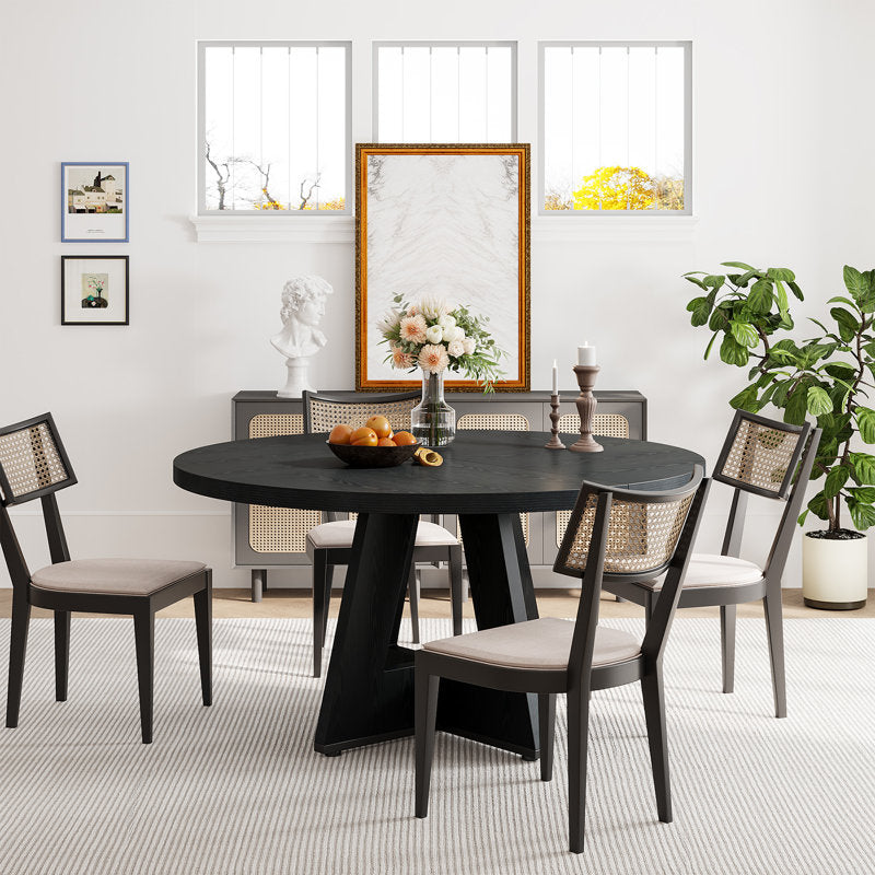 Havenly 47" Round Farmhouse Dining Table - Wood Pedestal Kitchen Table