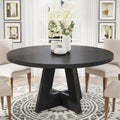 Havenly 47" Round Farmhouse Dining Table - Wood Pedestal Kitchen Table