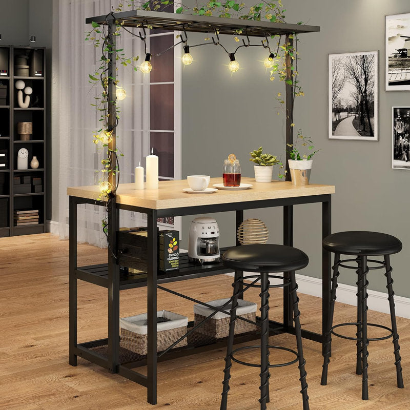 Havenwood - 47" Kitchen Island Natural Wood with Power Outlets
