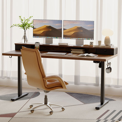 ApexRise - 48" Electric Standing Desk with Drawers & Monitor Shelf