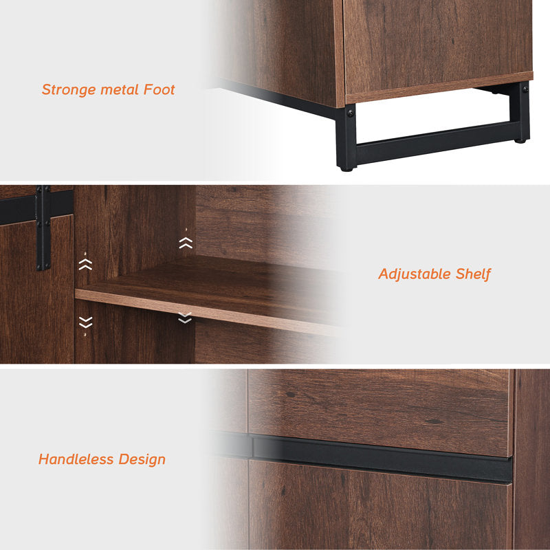 Aadam - 72" Modern Wood Bookcase with Cabinet for Home Office