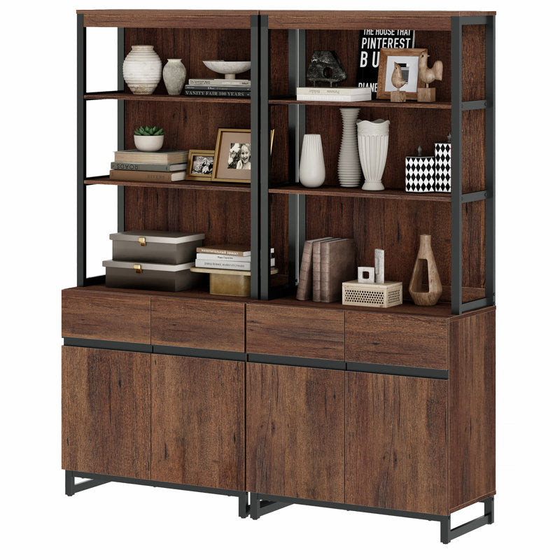Aadam - 72" Modern Wood Bookcase with Cabinet for Home Office