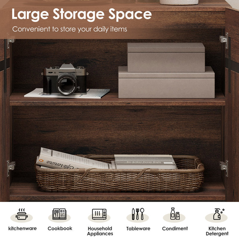 Aadam - 72" Modern Wood Bookcase with Cabinet for Home Office
