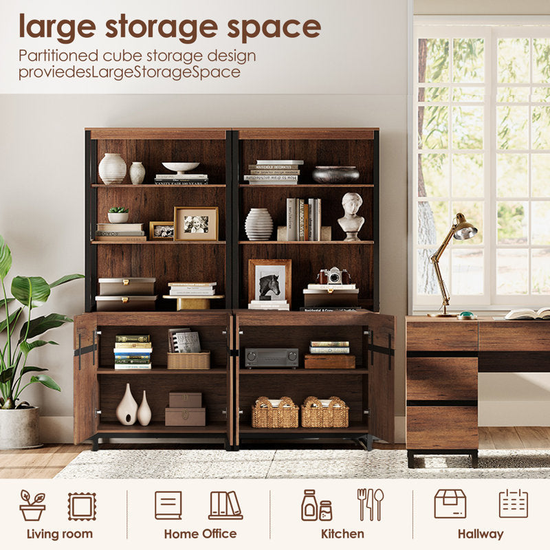 Aadam - 72" Modern Wood Bookcase with Cabinet for Home Office