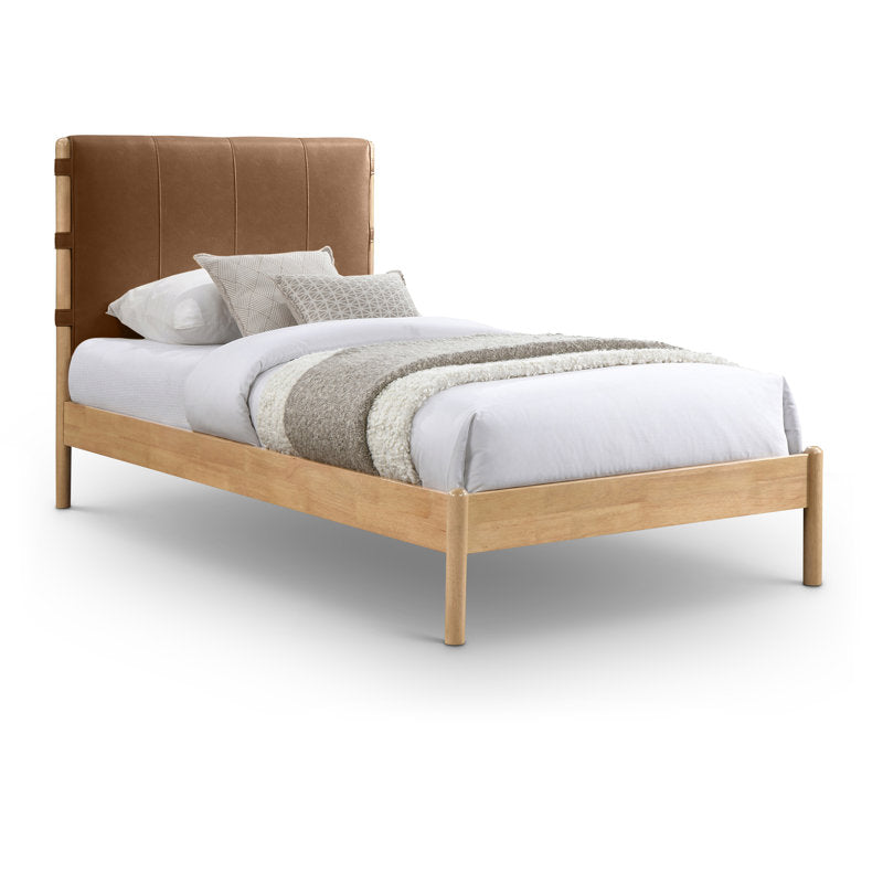 Abigail - Twin Vegan Leather Platform Bed Mid-Century Modern