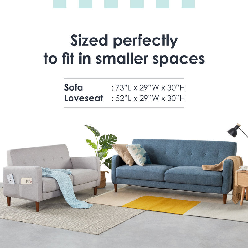 Adair - 73" Mid-Century Modern Upholstered Sofa for Small Spaces