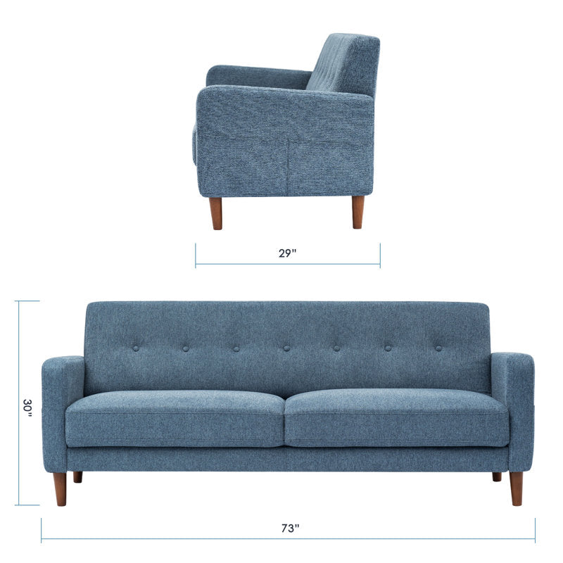 Adair - 73" Mid-Century Modern Upholstered Sofa for Small Spaces