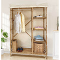 Anacelia - Bamboo Wardrobe Armoire with Fabric Cover for Bedroom