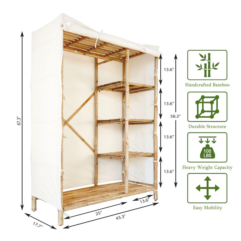 Anacelia - Bamboo Free Standing Closet Organizer for Bedroom Storage