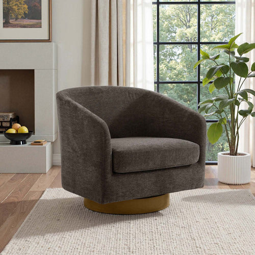Applewold - Swivel Barrel Chair Tan Chenille Living Room