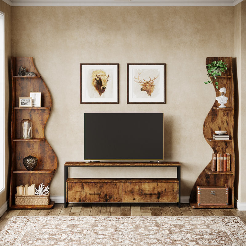 Arhab - 5-Tier Corner Bookcase Wood Shelving for Small Spaces