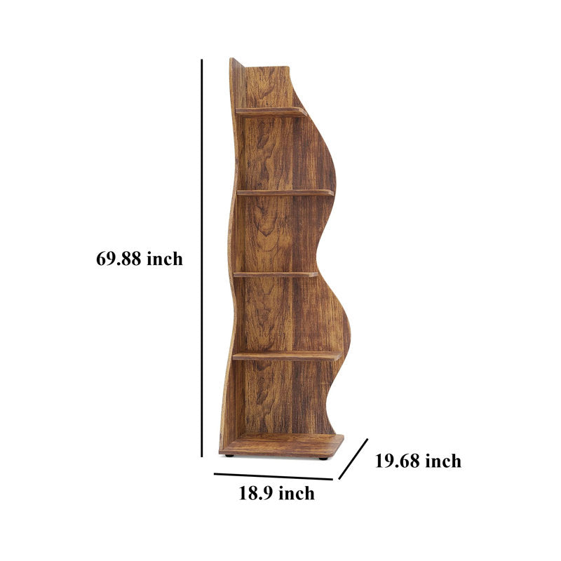 Arhab - 5-Tier Corner Bookcase Wood Shelving for Small Spaces