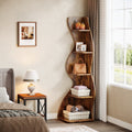 Arhab - 5-Tier Corner Bookcase Wood Shelving for Small Spaces