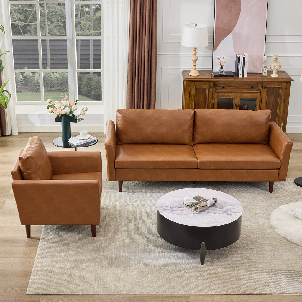 Bobur - 2-Piece Living Room Set Contemporary Wood Sofa & Chair
