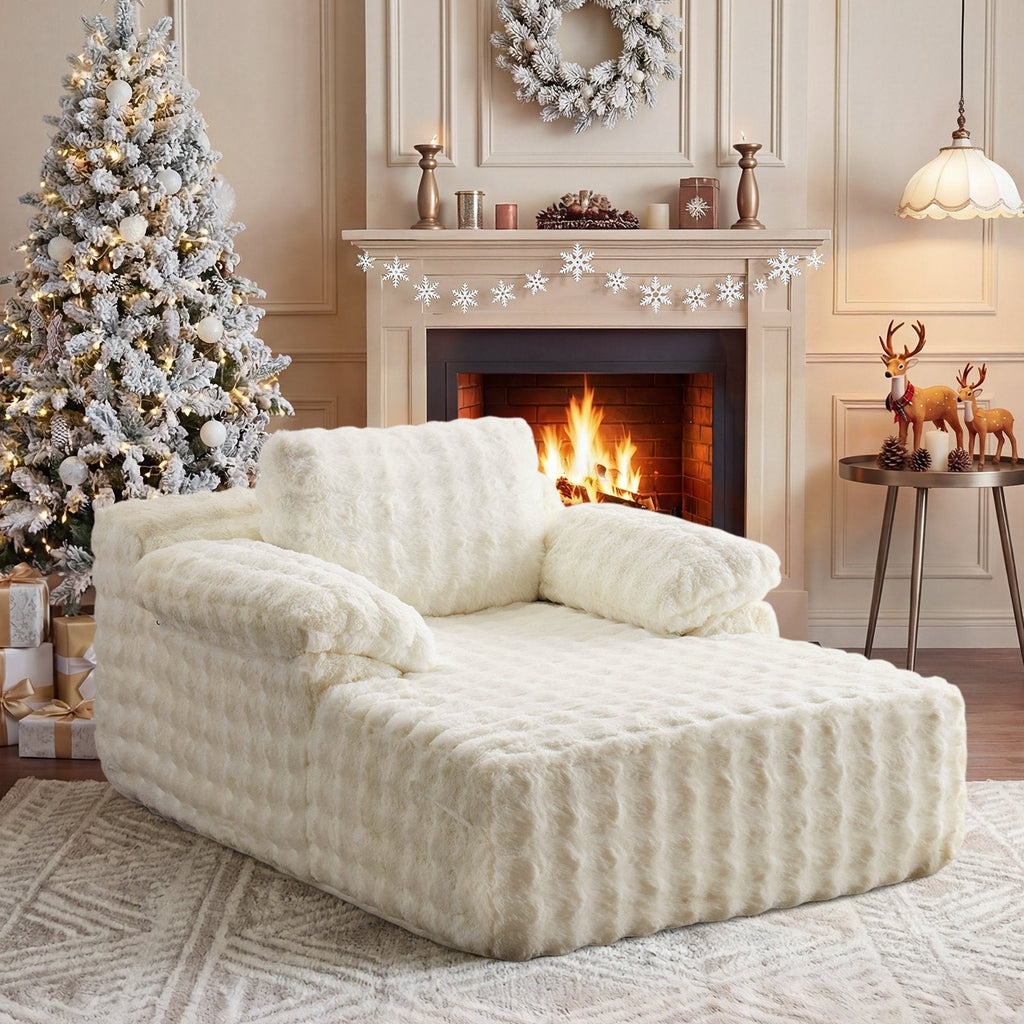 Cloud Velvet - Oversized Chaise Lounge Sleeper Sofa Bed