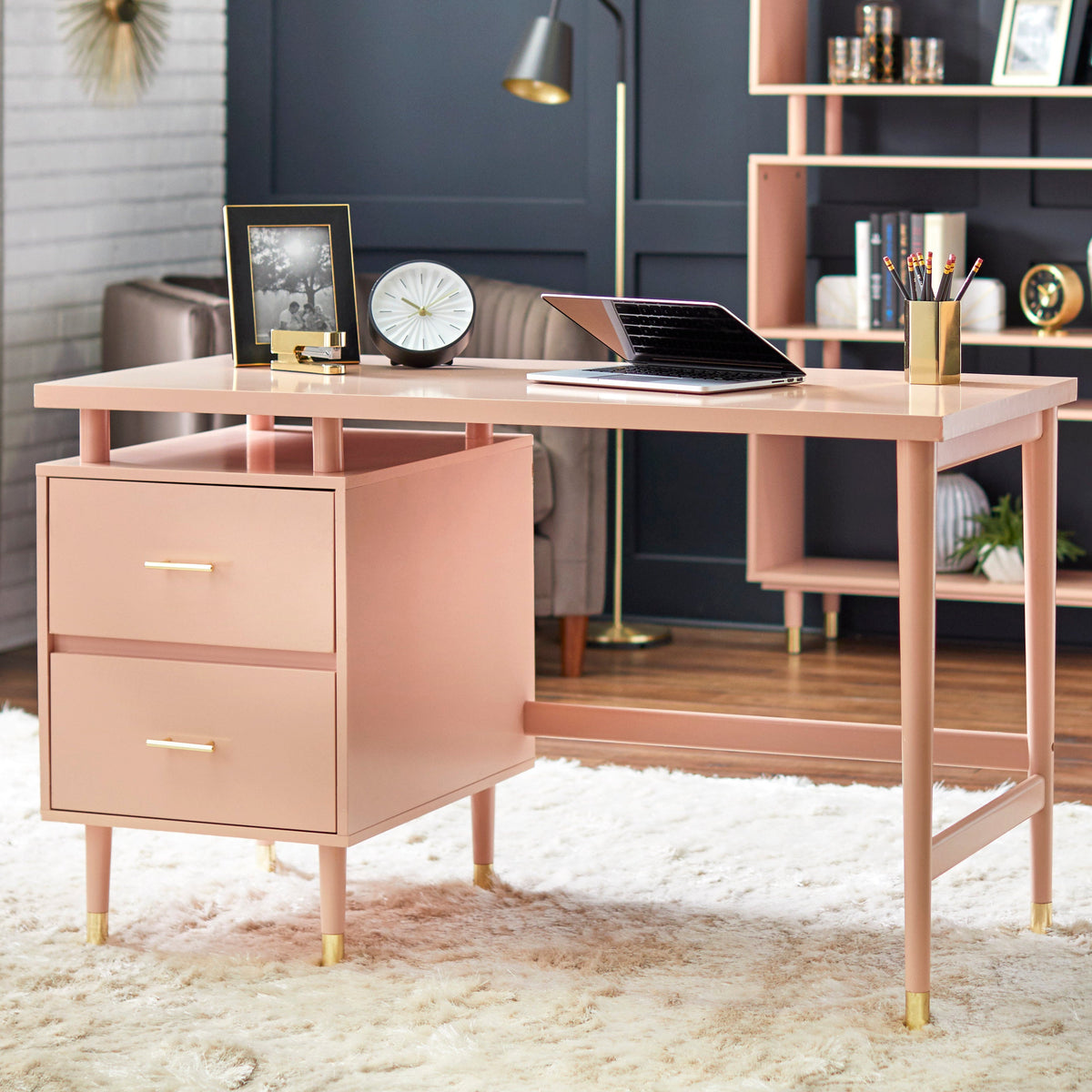 Camylle Writing Desk - Mid-Century Modern Wood Desk for Home Office