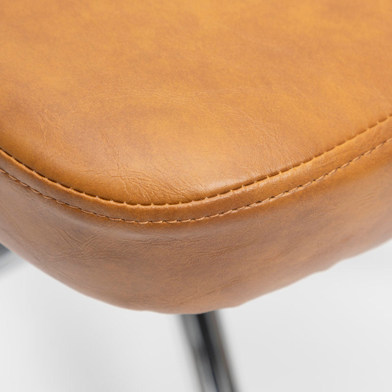 Carli - Rattan & Leather Office Chair Boho Swivel Task Chair