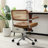 Carli - Rattan & Leather Office Chair Boho Swivel Task Chair
