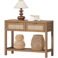 Chada - 39.4" Rattan Console Table Boho Wood Entryway Sofa Table