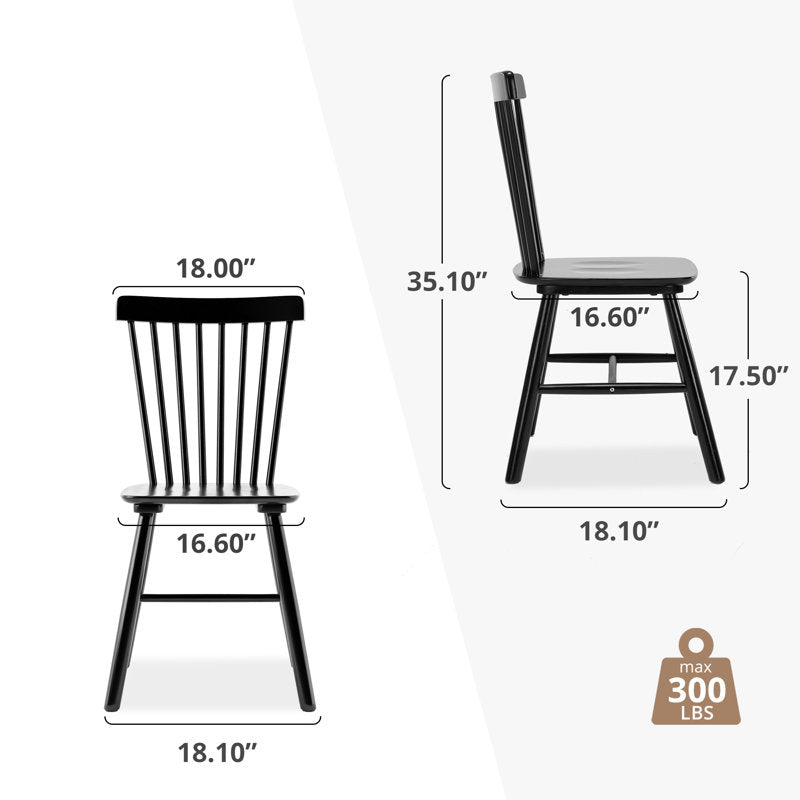 Chesley - Solid Wood Dining Chair Set of 4 Farmhouse Kitchen Seating
