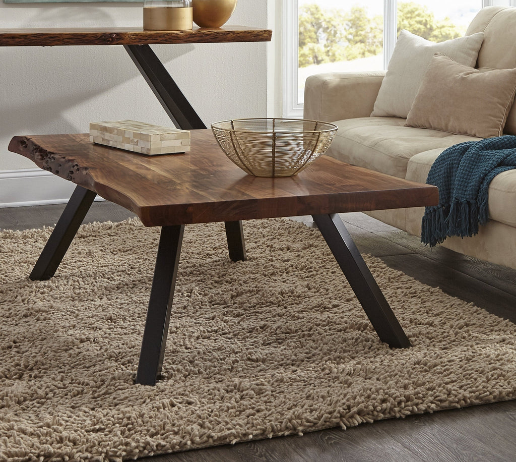 Crissman - Live Edge Solid Wood Coffee Table for Living Room