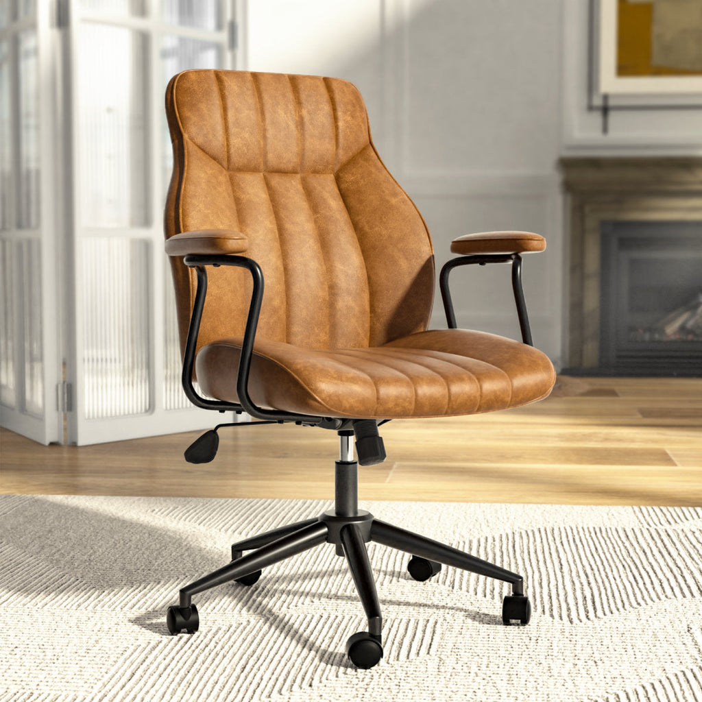 Crowley - Mid-Century Modern Leather Office Chair for Home Office