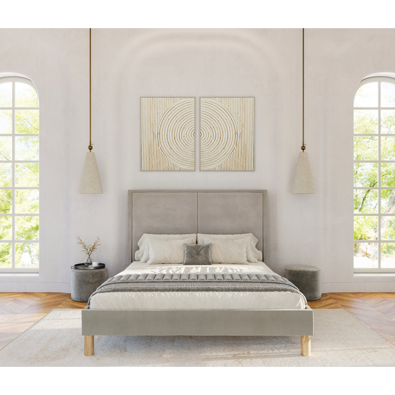 Cybil - Upholstered Bed Frame with Tall Pillow Headboard