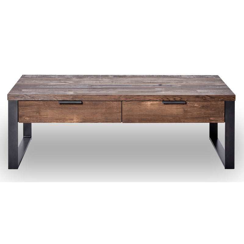 Draylen - 2-Drawer Coffee Table Industrial Wood & Metal Living Room
