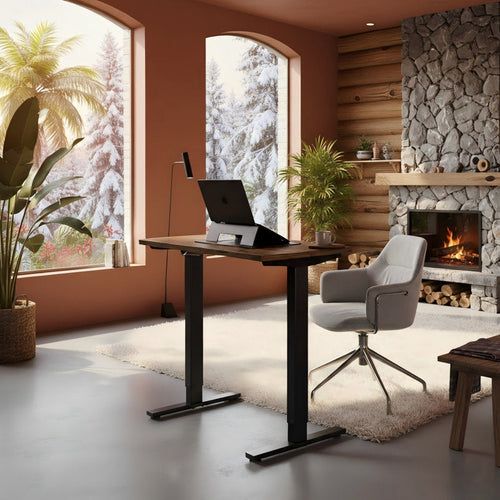 ApexLift - Electric Standing Desk Steel & Walnut Home Office
