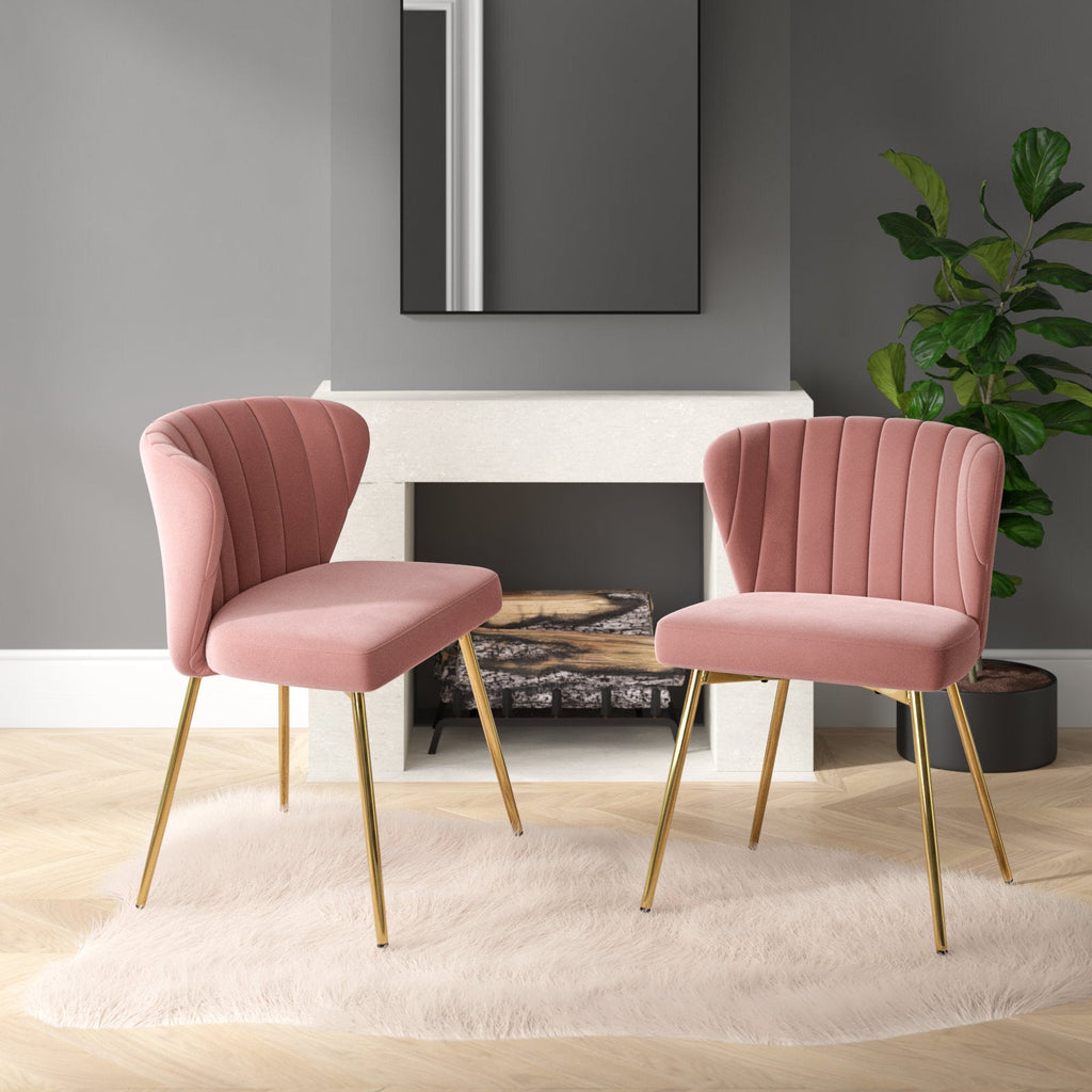 Euclid - Velvet Wingback Dining Chairs Set of 2 Mid-Century Modern