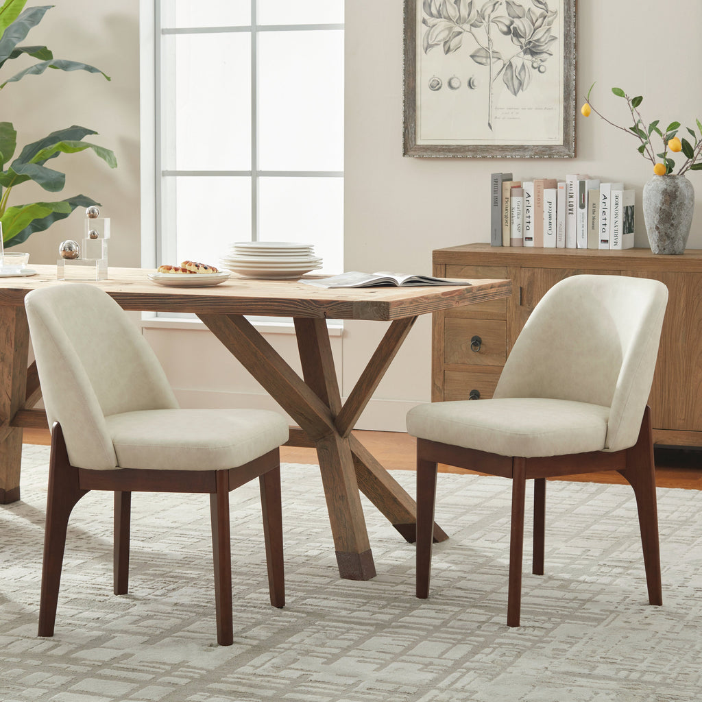 LuxeSuede - Faux Leather Dining Chairs Solid Wood Kitchen Seating