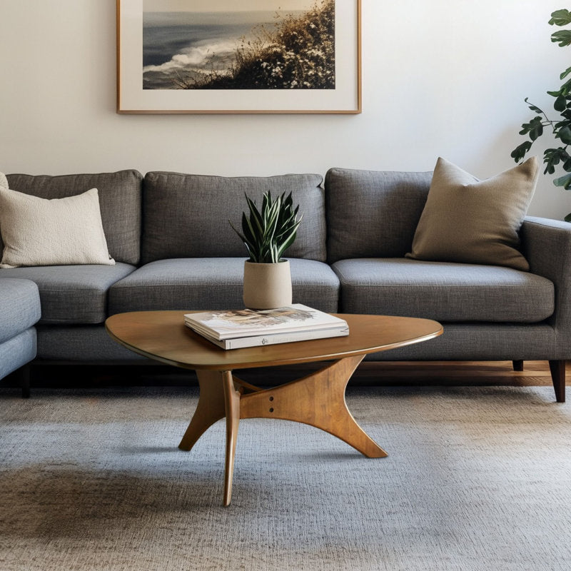 Fresca - Triangular Wood Coffee Table Mid-Century Modern Organic