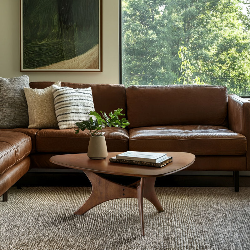 Fresca - Triangular Wood Coffee Table Mid-Century Modern Organic