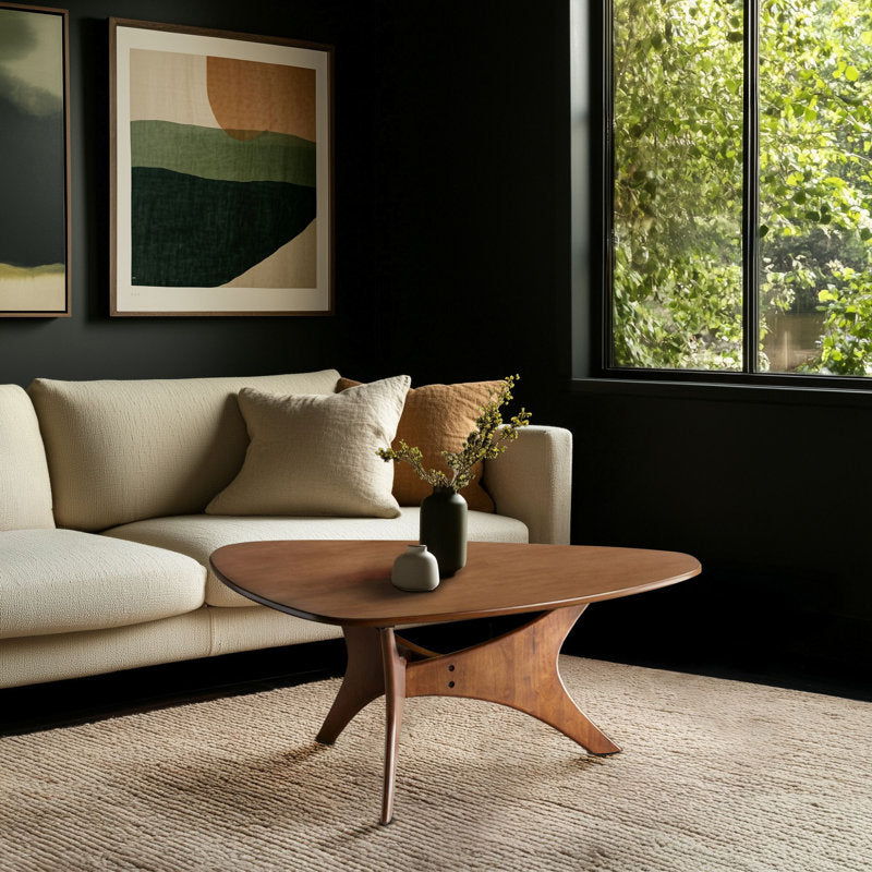 Fresca - Triangular Wood Coffee Table Mid-Century Modern Organic