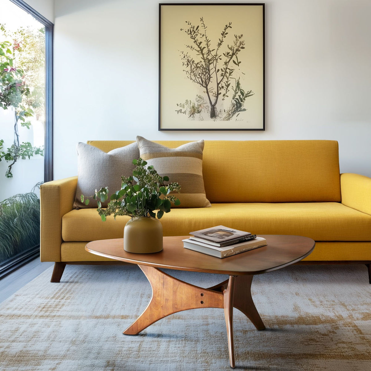 Fresca - Triangular Wood Coffee Table Mid-Century Modern Organic
