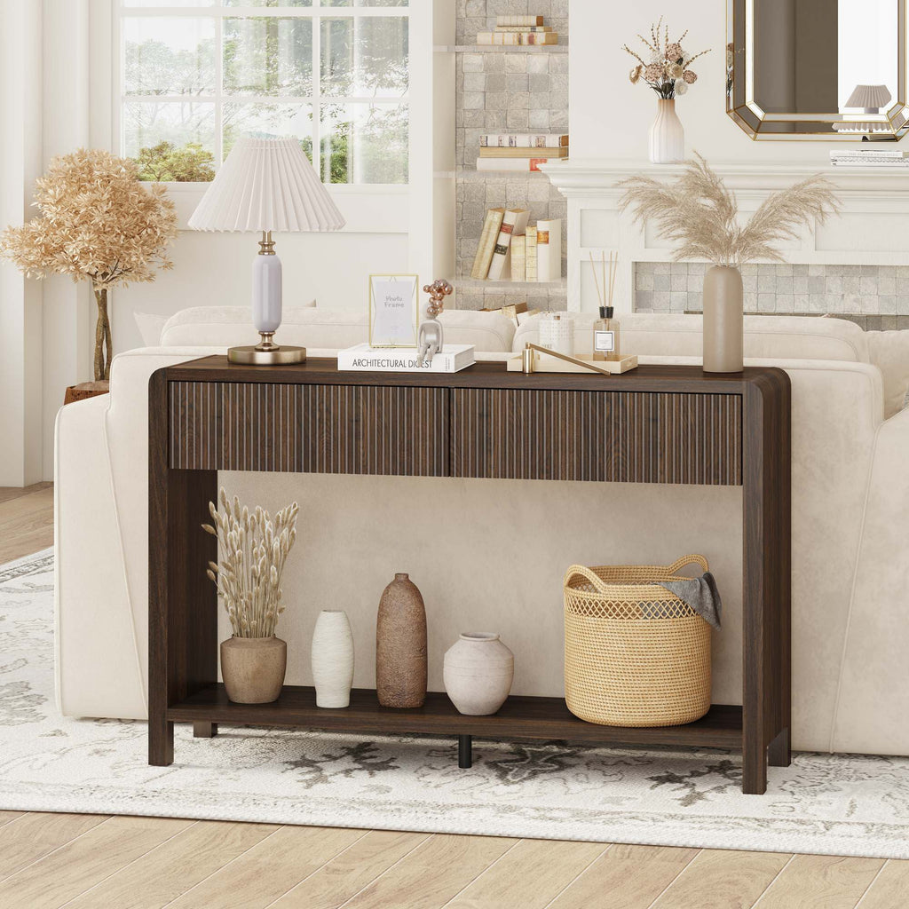 Guinna - 2-Drawer Wood Console Table Modern Entryway Sofa Table
