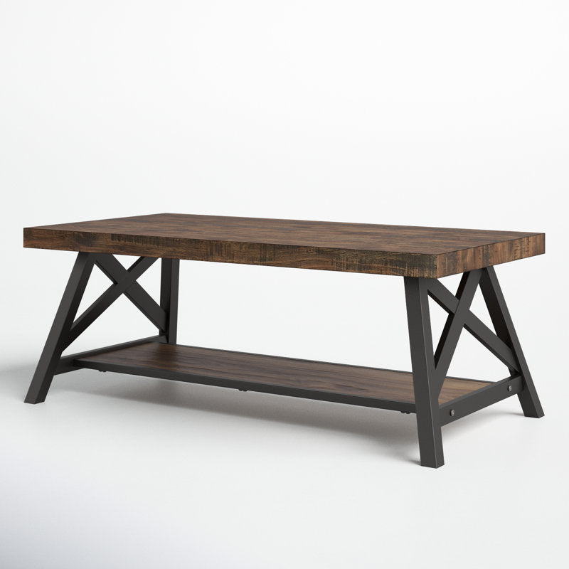 Isakson - Coffee Table Coastal Farmhouse Wood & Metal Living Room
