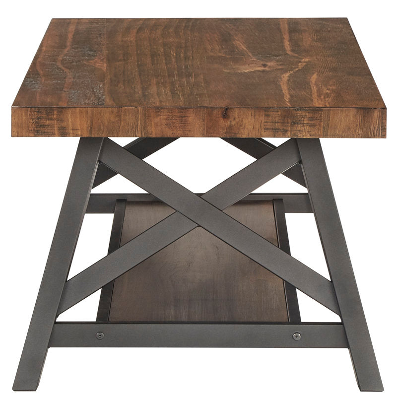 Isakson - Coffee Table Coastal Farmhouse Wood & Metal Living Room