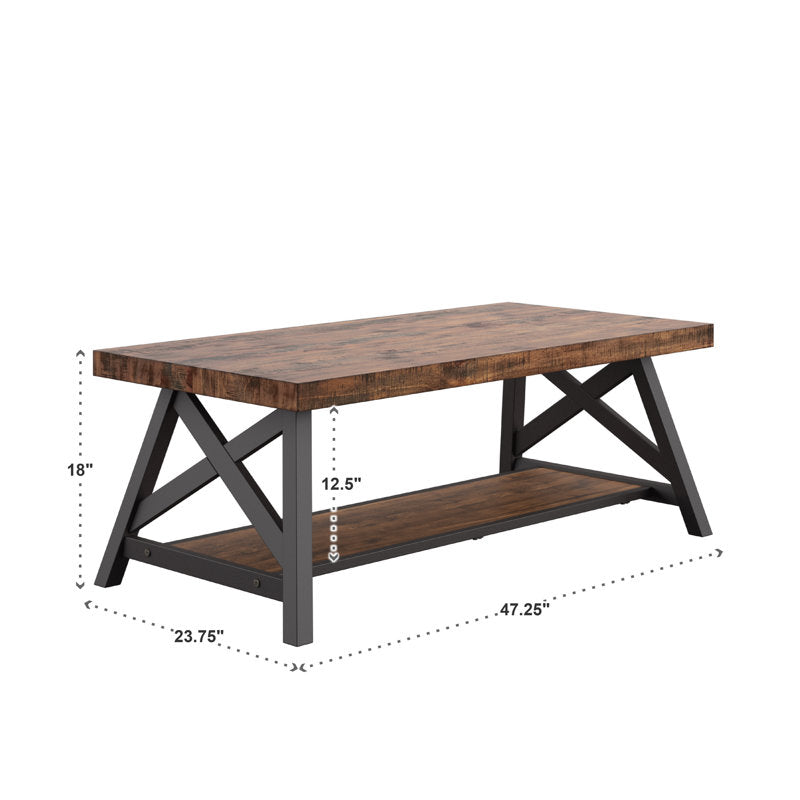 Isakson - Coffee Table Coastal Farmhouse Wood & Metal Living Room
