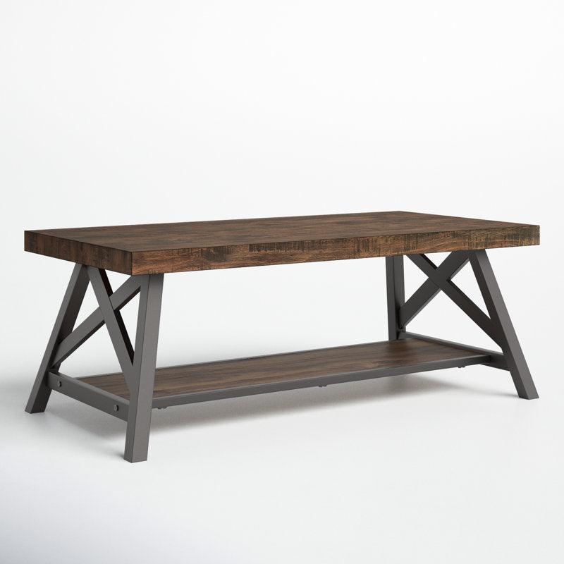 Isakson - Coffee Table Coastal Farmhouse Wood & Metal Living Room