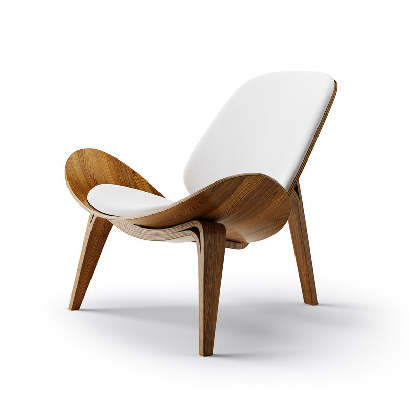 Jiovanna - Mid-Century Modern Faux Leather Shell Accent Chair