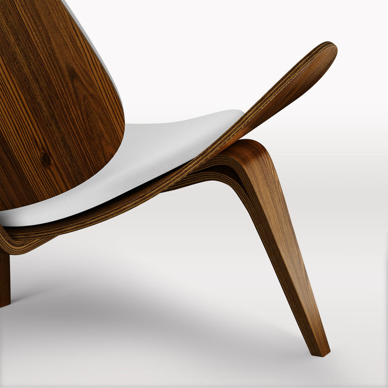 Jiovanna - Mid-Century Modern Faux Leather Shell Accent Chair