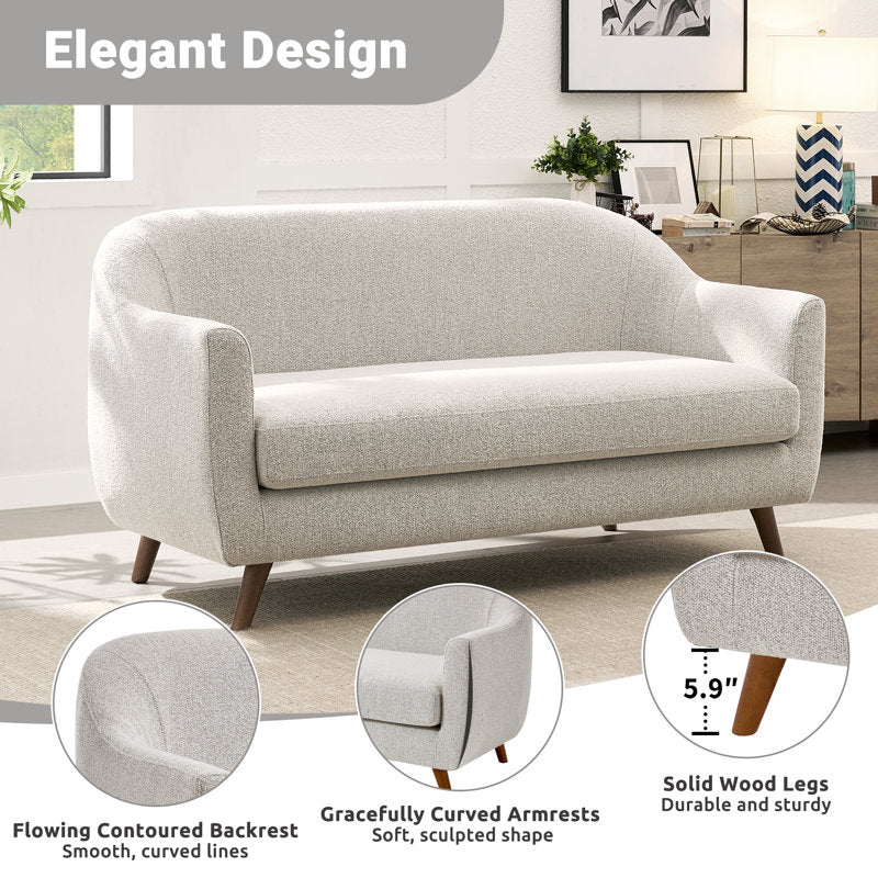 Kaya - 65" Modern Curved Boucle Loveseat Sofa for Living Room