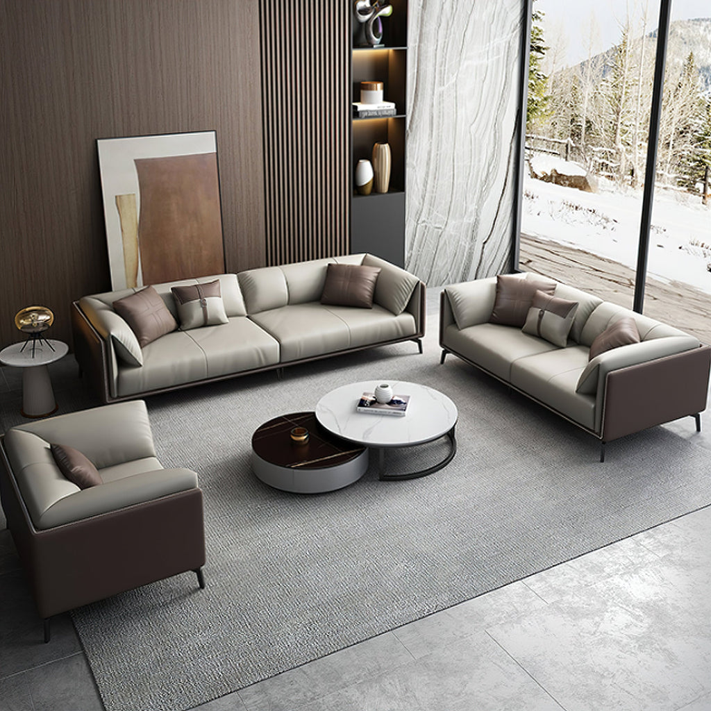 Kutchins - 3-Piece Modern Faux Leather Sofa Set for Living Room