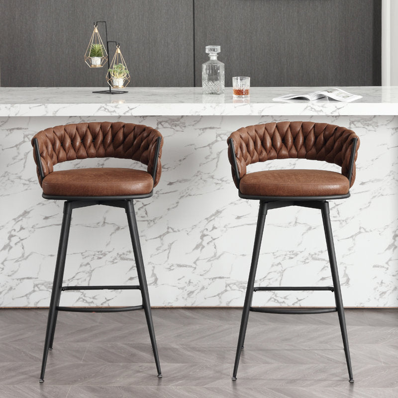 Kymberlynn - Upholstered Swivel Bar Stools Set of 2 Metal Frame