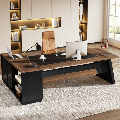 ApexPro - L-Shaped Executive Desk Wood & Metal for Home Office